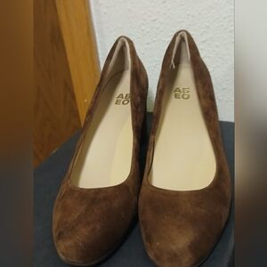 ABEO B.I.O. system Tempo Pump Brown Suede Block Heel Shoes Women’s Size 8.5